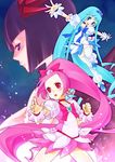  bad_id bad_pixiv_id blue_choker blue_eyes blue_hair blue_skirt bow chitose_kiiro choker cure_blossom cure_marine hair_ornament hanasaki_tsubomi heartcatch_precure! kurumi_erika long_hair magical_girl multiple_girls pink_bow pink_choker pink_eyes pink_hair ponytail precure skirt thighhighs twintails very_long_hair 