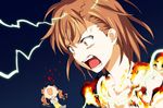  a1 angry biribiri blood brown_eyes brown_hair electricity fire misaka_mikoto multiple_girls nosebleed shirai_kuroko short_hair to_aru_kagaku_no_railgun to_aru_majutsu_no_index twintails 