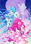  bad_id bad_pixiv_id blue_eyes blue_hair blue_skirt bow chitose_kiiro choker cure_blossom cure_marine hair_ornament hanasaki_tsubomi heartcatch_precure! kurumi_erika long_hair magical_girl multiple_girls pink_bow pink_choker pink_eyes pink_hair ponytail precure skirt thighhighs twintails very_long_hair 