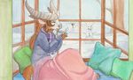  bed calolily female horn hot_chocolate scarf snow snowman solo unknown_species winter 