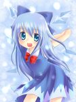  alternate_hairstyle blue_eyes blue_hair cirno hair_ribbon ice ice_wings long_hair rai_(rai-s) ribbon solo touhou very_long_hair wings 