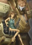  armored_core armored_core_3 brown_hair close_up female from_software girl gun mecha short_hair weapon 