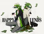  animal duo fingerless fingerless_gloves gloves green_hair happy_tree_friends hat lifty shifty siblings smile tanuki twins zuzuo 