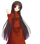  alma_(f.e.a.r.) black_hair dress f.e.a.r. highres long_hair looking_at_viewer niboss open_mouth red_eyes solo 