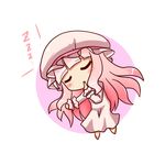  blush chibi closed_eyes hakamada_hinata hat kamelie long_hair nightcap pajamas pink_hair rou-kyuu-bu! sleeping solo very_long_hair 