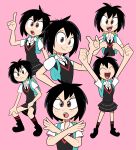 backpack big_eyes black_hair brown_eyes collage marvel miscon peni_parker school_uniform spider-man:_into_the_spider-verse spider-man_(series) various_expressions 