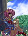  hairband komeiji_satori kurowana panties pantyshot pink_eyes pink_hair solo third_eye touhou tree under_tree underwear 