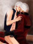 anal bottomless capcom cry_yaoi_dantexvergil_fuck dante devil devil_may_cry incest may open_clothes open_shirt sex shirt siblings sitting twins vergil white_hair yaoi 