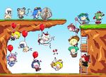  animal_ears arrow arrow_in_head balloon blonde_hair blue_hair boulder cat_ears cat_tail censored chibi fang flying frills ghost gomi_ichigo green_hair grey_eyes hair_ribbon hat hinanawi_tenshi inubashiri_momiji jiangshi kaenbyou_rin kagiyama_hina kawashiro_nitori kisume kurodani_yamame ladder miyako_yoshika mouse_ears mouse_tail multiple_girls multiple_tails mystia_lorelei nazrin nekomata nude open_mouth outstretched_arms parody pink_hair pooyan red_eyes ribbon rumia saigyouji_yuyuko silver_hair sin_sack smile tail toramaru_shou touhou whip wings zombie_pose 