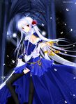  butterfly church dresses flower gothic hisuri_rii night original red_eyes rose scales white_hair 