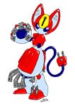  cord grey looking_at_viewer machine mechanical medabots peppercat red red_body robot stratolight tail 