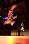  ayame_(nyorobotics) cosplay costume cotton_(nyorobotics) eiyuu_club highres jumping kigurumi mecha_musume microphone nyorobotics photo robot singer stage zentai 