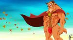  abs anthro beast beast_(disney) beauty_and_the_beast biceps big_muscles blue_eyes body_hair butt cape disney fabfelipe hairy happy_trail looking_at_viewer male muscles nipples pecs pose solo speedo swimsuit thong underwear 