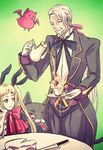  arc_system_works bat blazblue blonde_hair butler cat gii girl long_hair male ponytail rachel_alucard red_eyes simple_background smile twintails valkenhayn_r_hellsing white_hair 