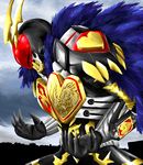  claws kamen_rider kamen_rider_blade_(series) kamen_rider_chalice kurosshu male_focus mane shoulder_pads solo 