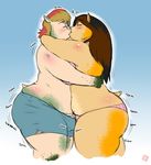  butt chubby clothed clothing female gillpanda growth hippo hug male morbidly_obese obese overweight skimpy swimsuit transformation 