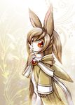  blonde_hair clothed clothing cute dress female hair hisoka jewelry lagomorph looking_at_viewer mammal rabbit red_eyes solo standing 
