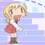  animated animated_gif blonde_hair clenched_hands dancing hidamari_sketch lowres miyako school_uniform screencap solo the_monkey unmoving_pattern wide_face ||_|| 