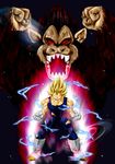  aura blonde_hair blood boots bruise clenched_hands dragon_ball dragon_ball_z highres injury majin_vegeta muscle oozaru red_eyes spiked_hair super_saiyan teeth torn_clothes umepisu vegeta 