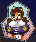  big big_breasts breast_expansion breasts brown_hair canine clothing derp dice expansion female fox growth hair huge_breasts hyper inflation invalid_tag looking_at_viewer mammal navel open_mouth solo tight tight_clothing unknown_artist 