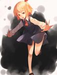  ascot bad_id bad_pixiv_id blonde_hair neon_(co2co8) no_socks open_mouth red_eyes rumia short_hair smile solo standing standing_on_one_leg touhou 