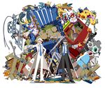  2boys chandelure durant eelektross galvantula garbodor haxorus highres kudari_(pokemon) morinaga777 multiple_boys nobori_(pokemon) pokemon pokemon_(game) pokemon_black_and_white pokemon_bw train 