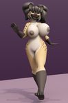  4_toes anthroanim big_breasts black_hair breasts canine claws female green_eyes hair hindpaw huge_breasts hyena jenna_kutu long_hair looking_at_viewer mammal nipples nude paws pigtails plantigrade pose solo spots spotted_hyena standing teeth toe_claws wide_hips 