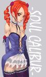  amy_sorel ashiomi_masato bare_shoulders choker corset detached_sleeves drill_hair female flower hair_ornament long_hair red_eyes red_hair solo soul_calibur soul_calibur_iii soulcalibur_iii thighhighs twin_drills twintails 