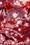  bat bat_wings hat kurowana moon red_eyes red_moon remilia_scarlet solo touhou wings 