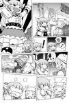  4girls alice_margatroid arms_up bad_id bad_pixiv_id capelet comic doujinshi dress greyscale hairband hat horns ibuki_suika looking_up monochrome moriya_suwako multiple_girls patchouli_knowledge ribbon smile surprised touhou 