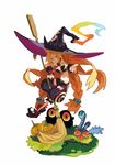  bare_shoulders breasts harada_takehito hat long_hair majo_to_hyakkihei medium_breasts metallica_(majo_to_hyakkihei) official_art simple_background tochka witch witch_hat 