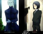  black_hair blonde_hair blue_eyes fate/zero fate_(series) gloves green_eyes highres kayneth_el-melloi_archibald male_focus multiple_boys necktie nogi_(acclima) rider_(fate/zero) waver_velvet 