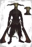  capra_demon dark_souls demon dual_wielding highres holding horns official_art scan skull souls_(from_software) sword weapon 