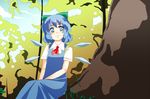  blue_eyes blue_hair cirno hair_ribbon ice ice_wings kuze necktie ribbon solo touhou wings 