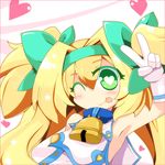  :p armpits blazblue blonde_hair bow gloves green_eyes hair_bow heart long_hair one_eye_closed platinum_the_trinity quad_tails shirogane_(platinum) solo tongue tongue_out two_side_up v white_gloves 