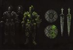  armor dark_souls highres moss official_art scan shield souls_(from_software) stone_knight sword weapon 
