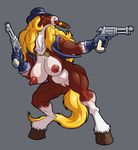  anthro big_breasts blonde_hair breasts cigar demien equine female gun hair hat horse mammal muscles muscular_female nipples nude pussy ranged_weapon revolver solo tail weapon 