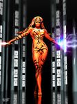 3d barefoot big_breasts breasts darth_talon darthhell female force_lightning legs lightsaber long_legs looking_at_viewer navel nipples not_furry pussy red_skin sith sith_lord smile solo standing star_wars sword tattoo thighs twi&#039;lek twi'lek weapon yellow_eyes 