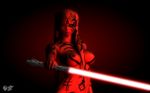  3d big_breasts breasts bust darth_talon darthhell female lightsaber lips looking_at_viewer navel nipples not_furry red_skin sith sith_lord solo star_wars sword tattoo topless twi&#039;lek twi'lek weapon yellow_eyes 