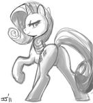  black_and_white butt cutie_mark equine female feral friendship_is_magic from_behind hair horn horse john_joseco looking_at_viewer looking_back male mammal monochrome my_little_pony nude pony presenting presenting_hindquarters pussy rarity_(mlp) solo straight tail unicorn 