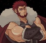  armor bad_id bad_pixiv_id beard cape crossed_arms facial_hair fate/zero fate_(series) kanamu0602 male_focus manly red_eyes red_hair rider_(fate/zero) solo 