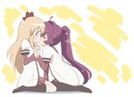  blonde_hair blue_eyes kiss long_hair purple_hair seifuku shirakawa_mayumi sugiura_ayano toshinou_kyouko yuri yuru_yuri 