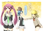  :o bad_id bad_pixiv_id black_legwear black_skirt blonde_hair blue_hair cardigan cosplay d: denpa_onna_to_seishun_otoko faubynet fujita_saki furutani_himawari hatsune_miku hatsune_miku_(cosplay) helmet highres katou_emiri layered_skirt mifune_ryuuko mifune_ryuuko_(cosplay) mimori_suzuko miniskirt multiple_girls necktie oomuro_sakurako open_mouth pleated_skirt purple_eyes purple_hair school_uniform seiyuu_connection serafuku sherlock_shellingford sherlock_shellingford_(cosplay) skirt striped striped_skirt sugiura_ayano tantei_opera_milky_holmes thighhighs translation_request vocaloid white_skirt yellow_eyes yuru_yuri zettai_ryouiki 