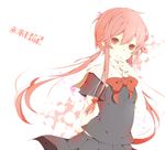  bow gasai_yuno long_hair mirai_nikki naniiro pink_hair red_eyes school_uniform smile solo twintails 