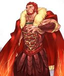  armor beard cape facial_hair fate/zero fate_(series) male_focus manly necktie red_eyes red_hair rider_(fate/zero) solo taka-0465 white_background 
