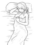  1girl bed blush breasts female girl kaname_(artist) nipples pillow snake vore 