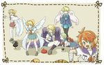  alternate_costume angel_wings animal_ears bad_id bad_pixiv_id bandages black_legwear black_wings blonde_hair breath_of_fire breath_of_fire_i breath_of_fire_ii breath_of_fire_iii breath_of_fire_iv breath_of_fire_v cat_ears cat_tail contemporary facial_mark green_eyes green_hair hair_over_one_eye ikko117 multiple_girls nina_(breath_of_fire_i) nina_(breath_of_fire_ii) nina_(breath_of_fire_iii) nina_(breath_of_fire_iv) nina_(breath_of_fire_v) odd_one_out orange_hair pantyhose purple_wings red_wings rinpoo_chuan school_uniform short_hair tail thighhighs very_short_hair white_legwear white_wings wings zettai_ryouiki 