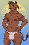  2019 anthro areola boar brown_fur clothed clothing digital_media_(artwork) fundoshi fur hands_on_hips hi_res japanese_clothing looking_at_viewer male mammal muscular muscular_male navel nipples pecs porcine simple_background sin_bruh smile solo standing tusks underwear 