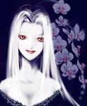  dark_persona fate/zero fate_(series) flower horror_(theme) irisviel_von_einzbern lips long_hair pale_skin red_eyes solo tennoji_mei white_hair 