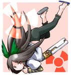  alternate_costume alternate_weapon arm_cannon barefoot bow brown_hair casual hair_bow kugelschreiber long_hair red_eyes reiuji_utsuho sandals solo touhou weapon 